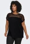 Longshirt ONLY CARMAKOMA "CARFLAKE", Damen, Gr. S, schwarz, Jersey, Obermaterial: