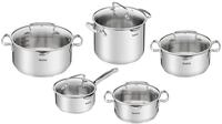 Topf-Set TEFAL "Duetto+, Kochtopf Set mit Glasdeckel", silber (edelstahl), T&ouml;pfe,