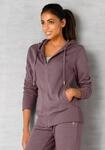 Sweatjacke BENCH. LOUNGEWEAR, Damen, Gr. 32/34, lila (mauve, meliert), Sweatware,