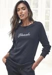 Sweatshirt BENCH. LOUNGEWEAR, Damen, Gr. 36/38, schwarz, Interlock, Obermaterial: