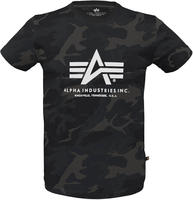 T-Shirt ALPHA INDUSTRIES "Basic T-Shirt", Herren, Gr. L, schwarz (schwarz camo),