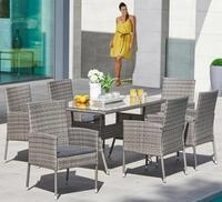 Garten-Essgruppe MERXX "Costa Rica", grau, Obermaterial: 100% Polyester. F&uuml;llung: