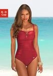 Badeanzug LASCANA, Damen, Gr. 38, Cup C, rot, Polyamid, unifarben, Badeanz&uuml;ge