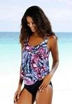 Oversize-Tankini LASCANA, Damen, Gr. 36, N-Gr, bunt (schwarz, pink), Polyamid,