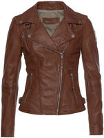Lederjacke FREAKY NATION "Biker Princess", Damen, Gr. M (38), braun (cognac),