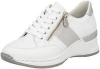 Keilsneaker RIEKER, Damen, Gr. 42, silber (wei&szlig;, silberfarben), Lederimitat, Textil,