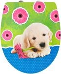 WC-Sitz ADOB "Puppy", bunt (bunt, grau), B:38,5cm H:4,2cm L:45cm, Duroplast,
