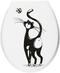 WC-Sitz ADOB "Katze", schwarz-wei&szlig; (wei&szlig;, schwarz), B:37cm H:5cm L:44cm, Duroplast,