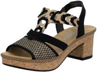 Sandalette RIEKER, Damen, Gr. 42, schwarz (schwarz, beige), Nubuklederimitat,...