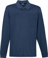 Poloshirt RAGMAN "Poloshirt Soft Knit Polo Knopf Langarm", Herren, Gr. M, blau,
