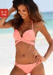 Push-Up-Bikini S.OLIVER, Damen, Gr. 34, Cup C, orange (peach), Recycling-Polyamid,