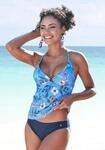 Tankini-Top S.OLIVER "Maya", Damen, Gr. 38, Cup A/B, blau (blau, bedruckt), Polyamid,