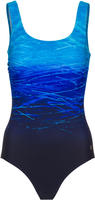 Badeanzug LASCANA, Damen, Gr. 44, Cup E, blau (blau, bedruckt), Elasthan, Polyamid,