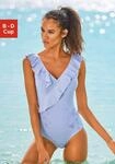 Badeanzug LASCANA, Damen, Gr. 42, Cup C, blau (gestreift, blau, wei&szlig;), Microfaser,
