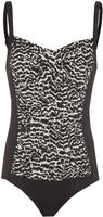 Badeanzug LASCANA "Clara", Damen, Gr. 42, Cup E, beige (schwarz, creme), Polyamid,