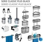 Badregal WENKO "Classic Plus Black", schwarz, B:12,5cm H:47cm T:26,5cm, Stahl,