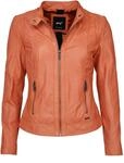 Lederjacke MAZE "Lederjacke Marcie", Damen, Gr. S, orange, Obermaterial: 100%