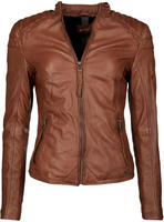 Kurzjacke MAZE "Lederjacke Brightwater", Damen, Gr. S, braun (cognac),...