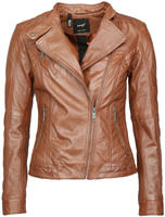 Kurzjacke MAZE "Lederjacke Sally", Damen, Gr. S, braun (cognac), Obermaterial: 100%