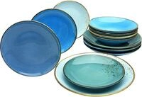 Tafelservice CREATABLE "Geschirr-Set NATURE COLLECTION Aqua", blau, 12 Stk.,