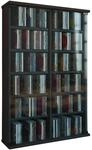 Media-Regal VCM "Holz CD DVD Stand Regal Schrank Roma Glast&uuml;r", schwarz, B:60cm