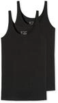 Unterhemd SCHIESSER "T-Shirt 2er Pack", Damen, Gr. L, N-Gr, schwarz, Obermaterial: