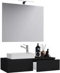 Waschtisch VCM "3-tlg G&auml;ste WC Waschplatz Waschtisch Gudas Spiegel", schwarz, B:85cm