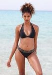 Triangel-Bikini-Top LASCANA "Adele", Damen, Gr. 34, Cup A/B, schwarz (schwarz, leo),