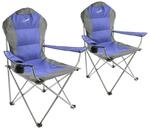 Gartenstuhl VCM "2x Angelstuhl Getr&auml;nkehalter Campingstuhl klappbar", blau,