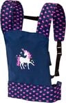 Puppen Trage BAYER "grau/rosa Schmetterling", bunt (einhorn blau, pink),
