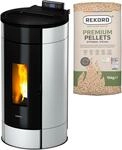Pelletofen FREEPOINT "Globe airtight", silber (schwarz), Kamin&ouml;fen, Pelletofen, 352