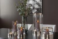 Windlicht FINK "EMPIRE, Kerzenhalter, Dekoglas, elegantes Design", silber