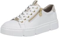 Plateausneaker RIEKER, Damen, Gr. 40, gold (wei&szlig;, goldfarben), Leder, Lederimitat,