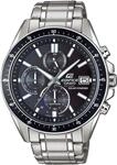 Chronograph CASIO EDIFICE, silber (schwarz, edelstahlfarben), Armbanduhren, Herren,