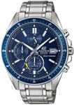Chronograph CASIO EDIFICE, silber (blau, edelstahlfarben), Armbanduhren, Herren,