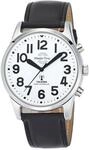 Funkuhr MASTER TIME "Sprechende Funkuhr", schwarz (schwarz, wei&szlig;), Armbanduhren,