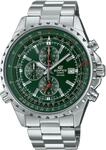 Chronograph CASIO EDIFICE, silber (dunkelgr&uuml;n, silberfarben), Armbanduhren, Herren,