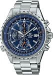 Chronograph CASIO EDIFICE, silber (dunkelblau, silberfarben), Armbanduhren, Herren,