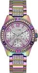 Multifunktionsuhr GUESS "LADY FRONTIER", bunt (lila), Armbanduhren, Damen,
