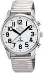 Funkuhr MASTER TIME "Sprechende Funkuhr", silber (silberfarben, wei&szlig;), Armbanduhren,