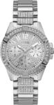 Multifunktionsuhr GUESS "LADY FRONTIER", silber (silberfarben), Armbanduhren, Damen,
