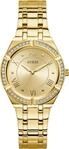 Quarzuhr GUESS "COSMO", gold (goldfarben, champagnerfarben), Armbanduhren, Damen,