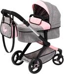 Kombi-Puppenwagen BAYER "Xeo", grau (schmetterling grau, rosa), Puppenwagen,