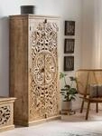 Garderobenschrank SIT "Pollen&ccedil;a aus Mangoholz mit 2 T&uuml;ren und Schnitzereien", beige