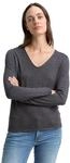 V-Ausschnitt-Pullover TOM TAILOR, Damen, Gr. XL (42), grau (anthrazit meliert),