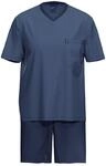 Schlafanzug AMMANN "Schlafanzug kurz Men / Nightwear", Herren, Gr. 50, blau,