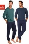 Pyjama LE JOGGER, Herren, Gr. 48/50, bunt (petrol, marine), Jersey, Obermaterial: