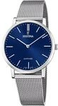Quarzuhr FESTINA "Swiss Made Collection", silber (silberfarben, blau), Armbanduhren,