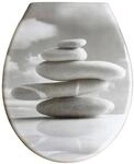 WC-Sitz ADOB "Stones", grau (grau, wei&szlig;), B:37cm H:5cm L:45cm, Duroplast, WC-Sitze,
