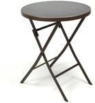 Gartentisch VCM "Bistro Tisch mit Glasplatte, klappbar", braun, Tische, Gartentisch